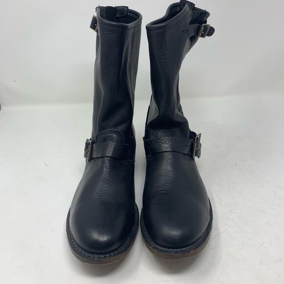 Walk Overs Vintage Union Made USA Women 10 Moto Biker Boots Slouch Black Leather - Picture 2 of 8